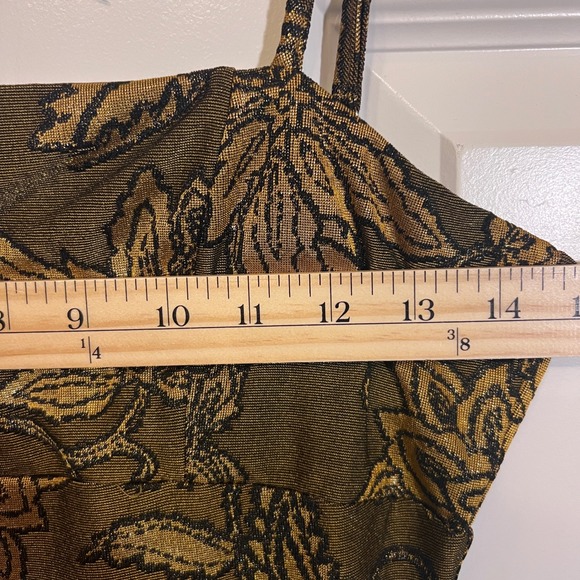 Dress Forum Brown Gold Floral Print Spaghetti Strap Midi Dress, Women's Size S - Picture 4 of 12